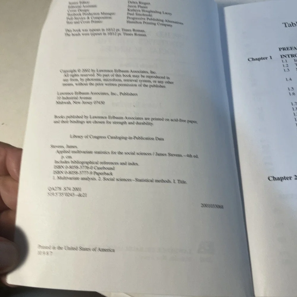 Applied Multivariate Statistics for the Social Sciences James P. Steven's